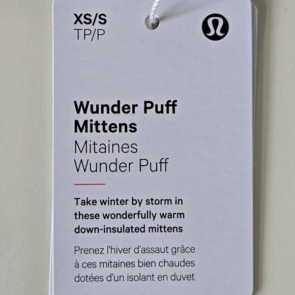 NWT LULULEMON White 600 Fill Goose Down Wunder Puff Mitten Gloves Women XS/S M/L - Picture 10 of 12